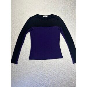 Calvin Klein Black Purple Long Sleeve Blouse Size Extra Small